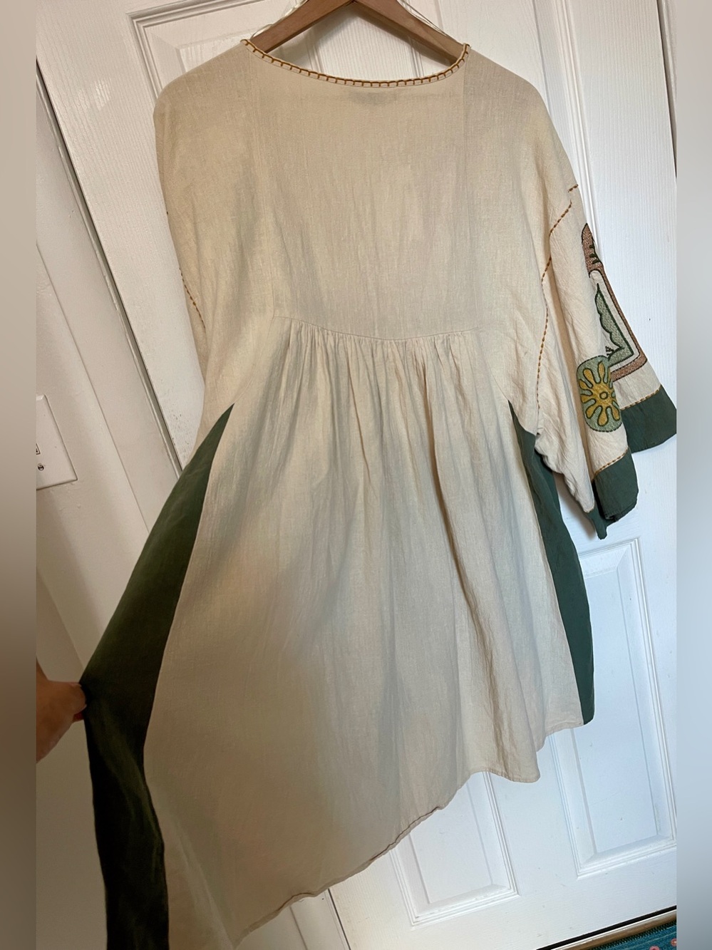 ZARA "The Romy" Embroidered Cotton Linen Blend Dress Floral Boho Size XL NWT - Picture 11 of 14